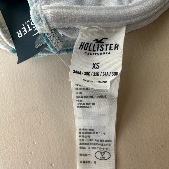Hollister NWT Blue and White Ribbed Tie-Dye Bikini Top Size XS - Picture 5 of 5